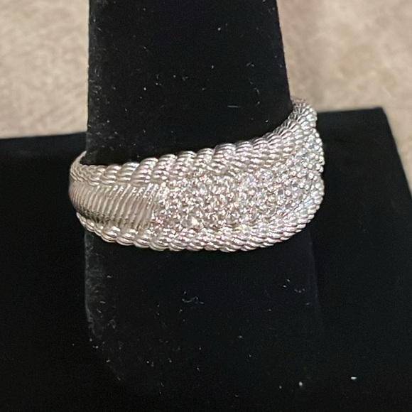 Judith Ripka Sterling Diamonique Wave Design Verona Ring Size 11 - Picture 4 of 9